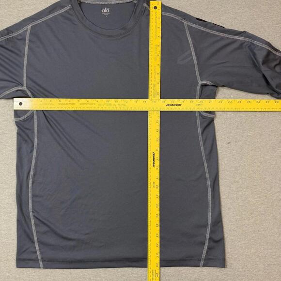 Alo Men’s Long Sleeve Shirt Lightweight Yoga Large Coolfit Grey Blue - Picture 2 of 7